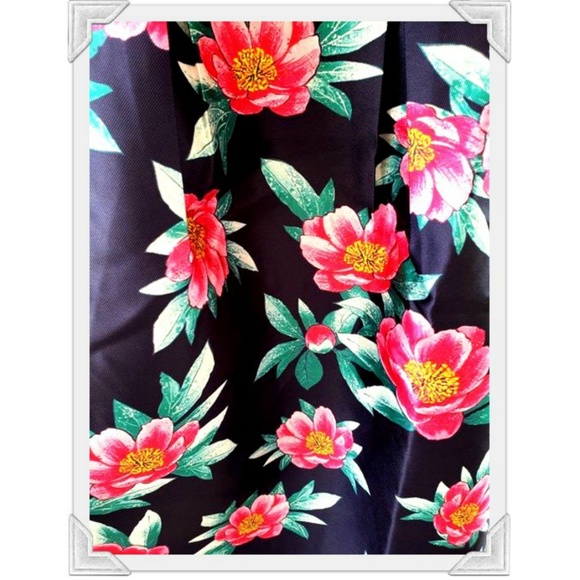 Navy floral Mid Skirt Vintage - Picture 3 of 3